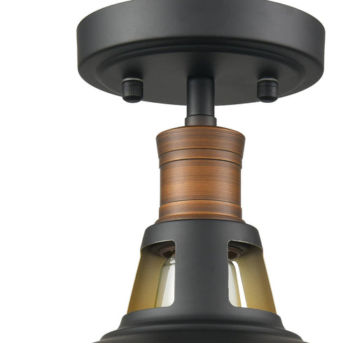 Farmhouse Semi Flush Mount Ceiling Light Black and Gold